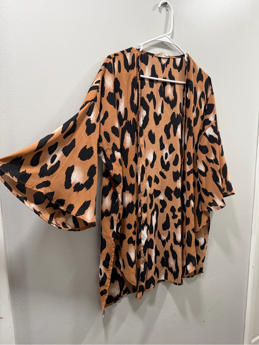 Peach Love California Leopard Print Kimono Cardigan cheetah oversized S